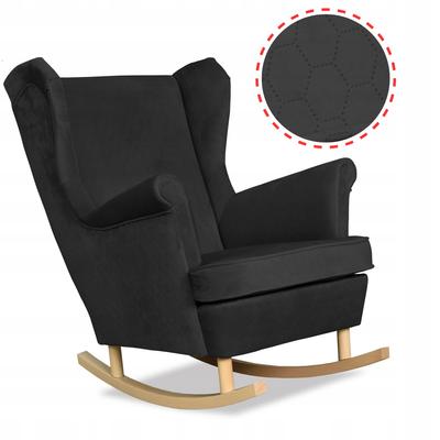 Angelo Rocking Chair, Scandinavian,, Black Velvet, Quilted