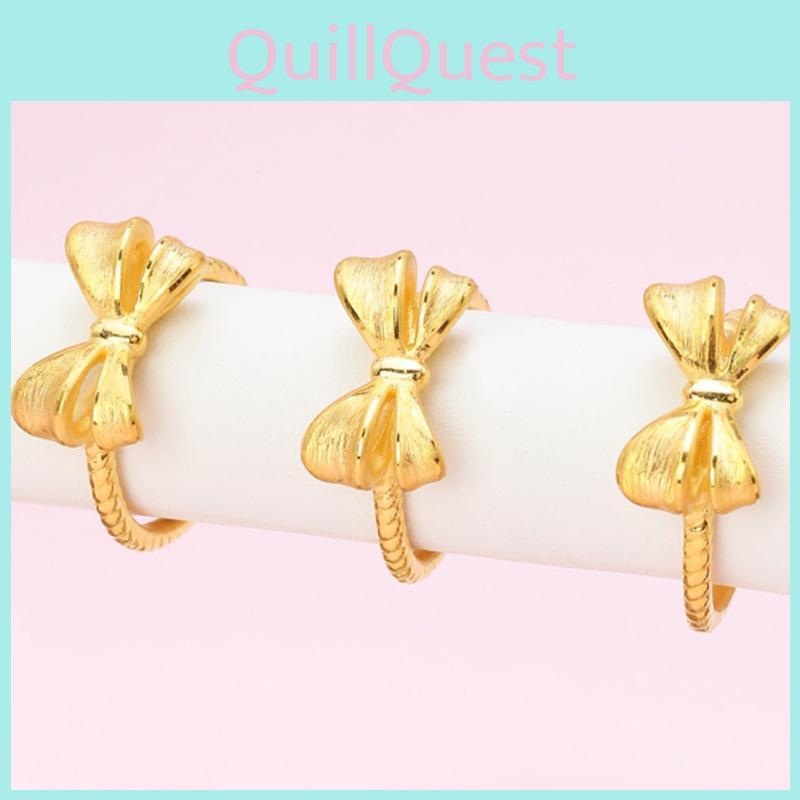 Open Adjustable Lovely Butterfly Knot Ring In Premium Gold Plated Brass For Womens Sweet Charm