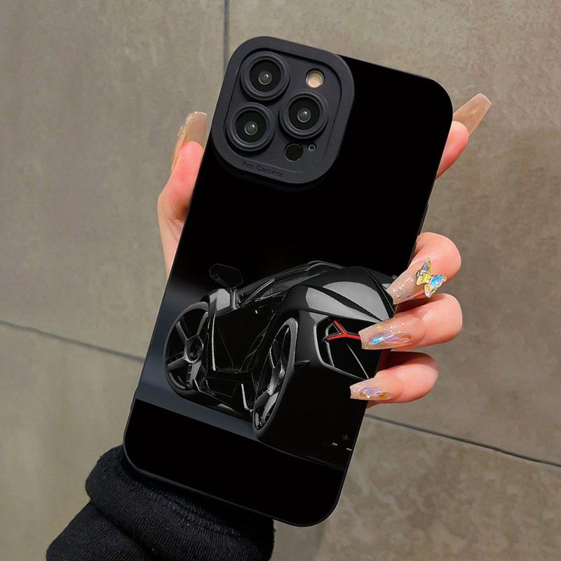 

For iPhone 17 16 15 14 13 12 11 Pro Max Case Black Sports Car Print Cover For iPhone 17 Air 16E XS Max XR X 7 8 Plus Soft Fundas iPhone 15 Pro Max