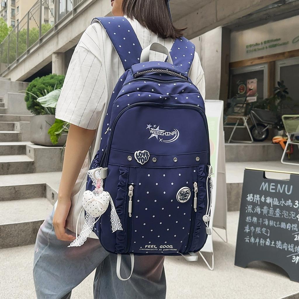 Schoolbag New Japanese school bag for junior high school students Women's polka dot backpack Female students High value large capacity boys backpack