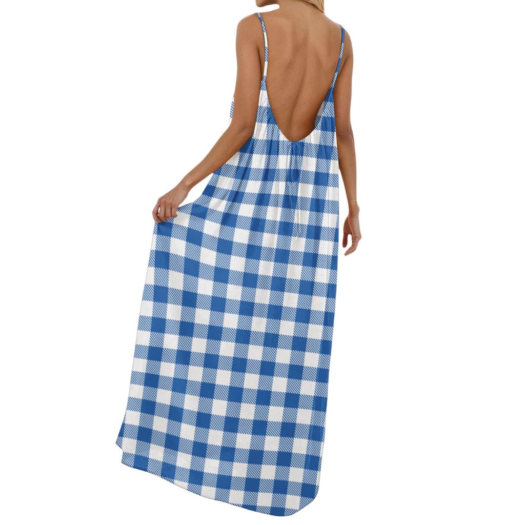 Women's casual fashionable striped checkered printed dress