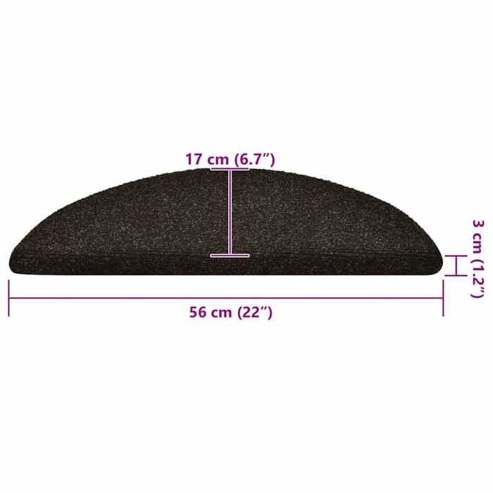 VidaXL Self-Adhesive Stair Treads 30 Pieces 56 X 17 X 3 Cm Dark Brown Semicircular 3365685