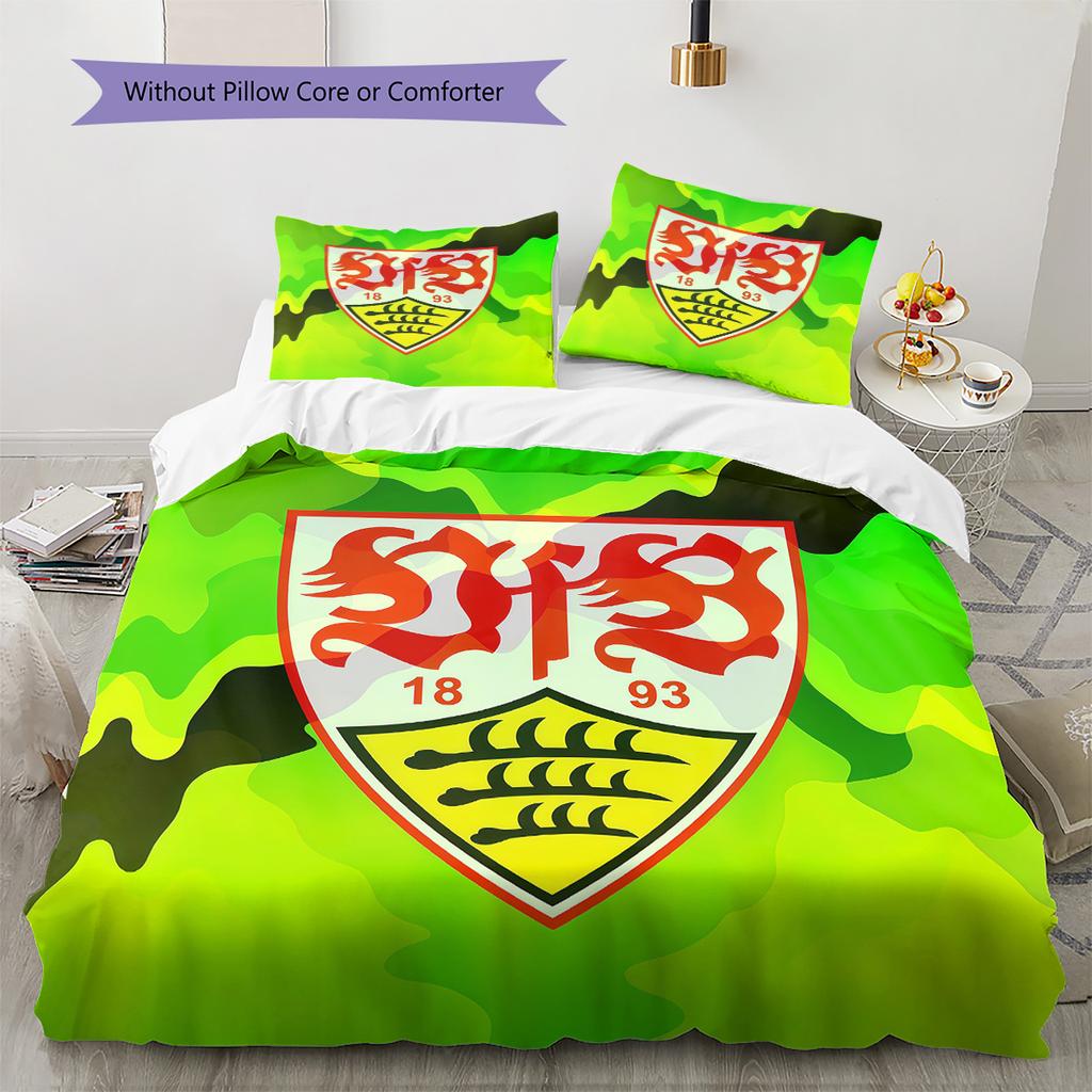 Set Copripiumino Trapuntato con Motivo VfB Stuttgart Decorazione per la Casa Regalo (1 * copripiumino + 2 * federe senza imbottitura)