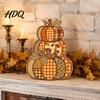 Warm Color Table Ornaments Wooden Autumn Harvest Patchwork Ornament for Decoration Retro Decorative Mason Jars Festival Ornament Lightweight