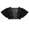 Womens Cropped Lace Bolero Shrug Short Bell Sleeve Open Front Cardigan Crop Top