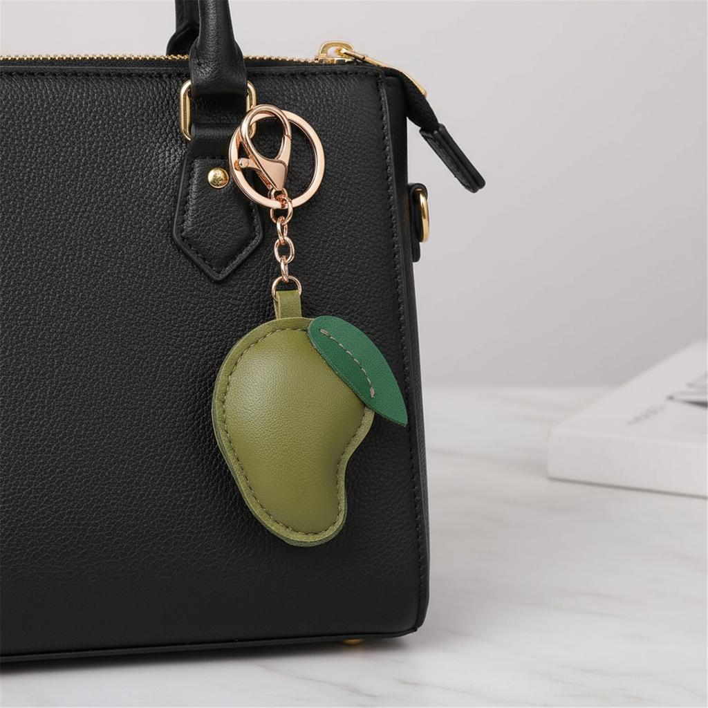 Practical Fashionable Key Holder Leather Fruit Keychain Creative Bag Charm Leather Texture for Students Professional