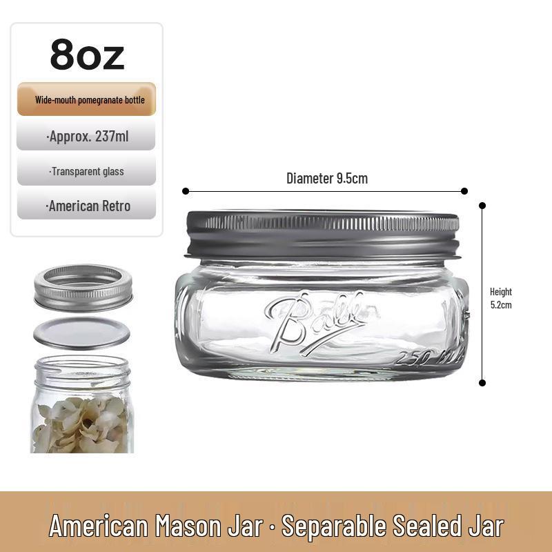 Zavařovací sklenice Mason Jar s víčkem na ovesnou kaši, džem a nápoje - Retro americký styl