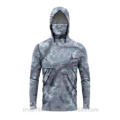 Ice Silk Long-sleeved Fishing Suit Camouflage Mask One-piece Hoodie Sunscreen Thin T-shirt