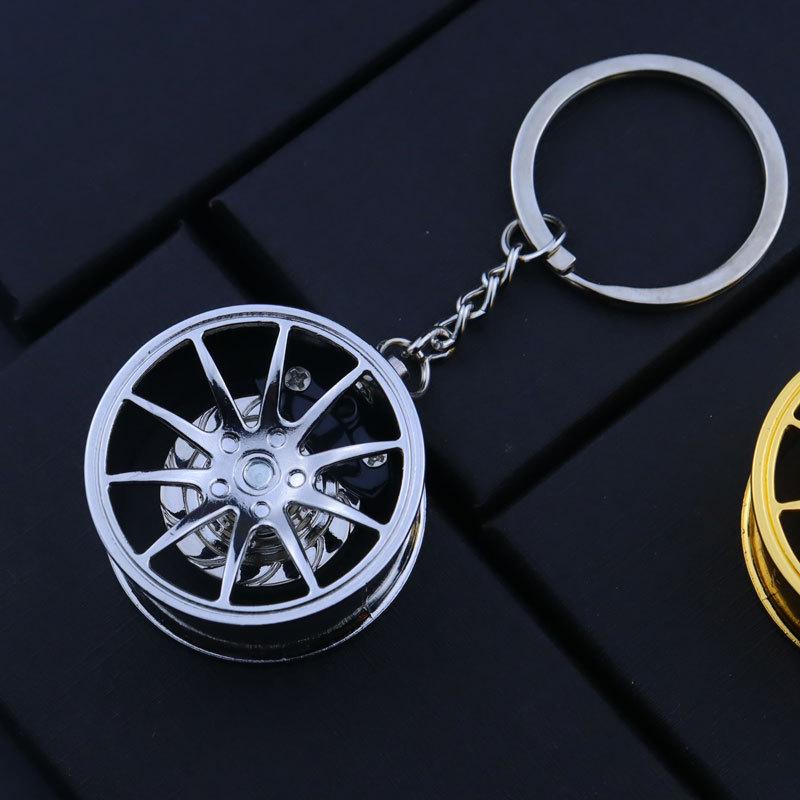 Cross-border Car Brake Keychain with Rotating Wheel & Laser Logo