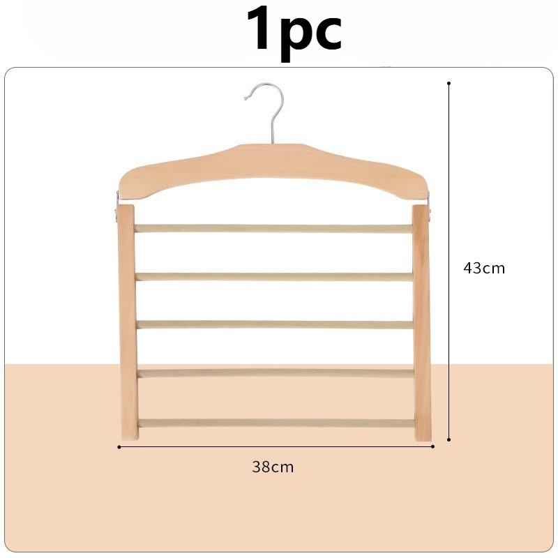 

1pc Premium Space-Saving Multi-Tier Wooden Pants Hanger - Durable Composite Wood Organizer for Ties, Scarves & More