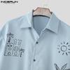 INCERUN Oversized Men Shirts Lapel Short Sleeve Cartoon Print Casual Tops