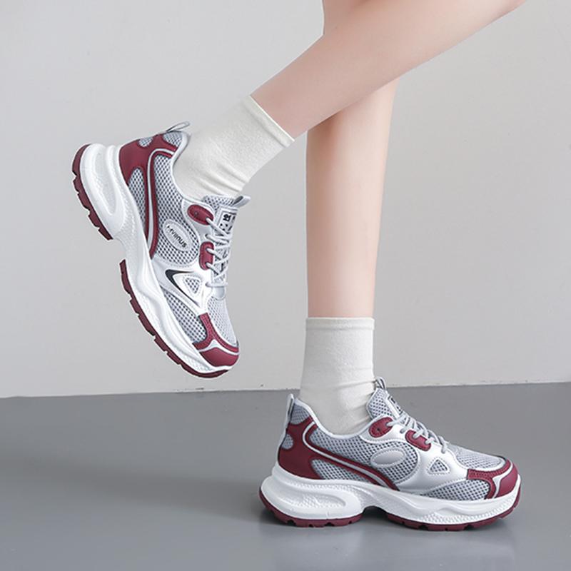 Fashion Spring Autumn Mix Color Breathable Sneakers for Women Fashion Lace Up Thick Sole Vulcanized Shoes Woman Platform Sport Shoes