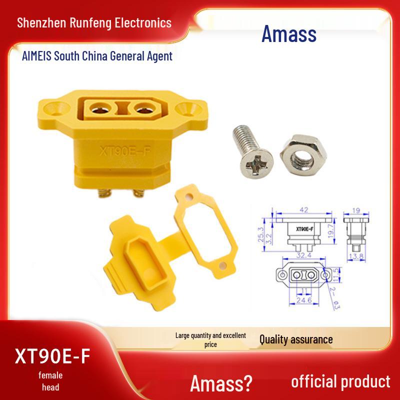 XT90E-F Female Connector, Fixed High Current, Gold-Plated, RC Model Plug