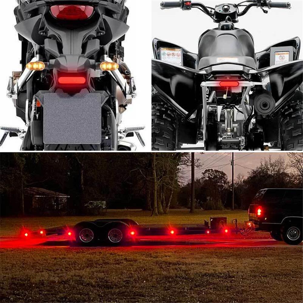 2Pcs Trailer Truck RV 24 LED Oval Brake Tail Light Rear Stop DRL Marker Red Lamp
