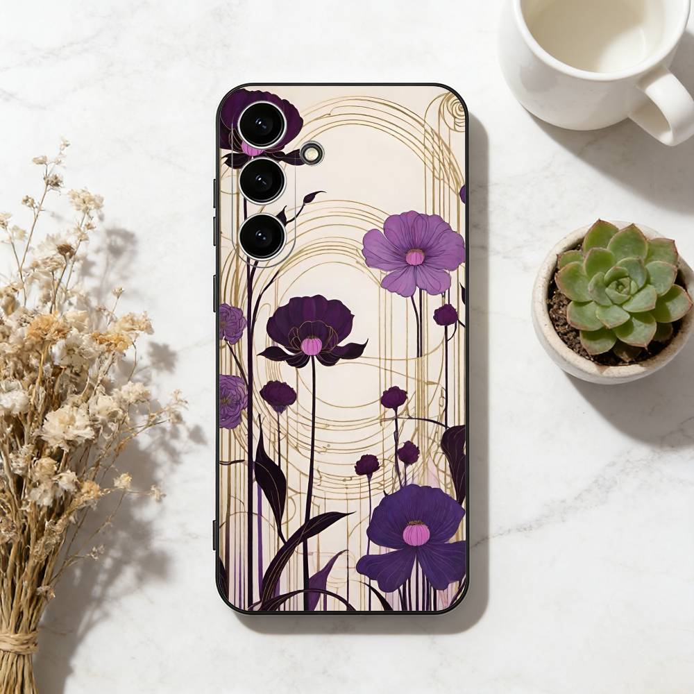 Vibrant Floral Phone Case For Samsung Galaxy A73,A72,A71,A70,A53,A52,A51,Others Soft Black Cover