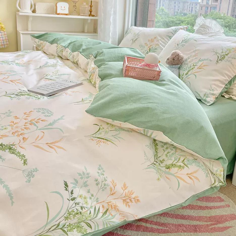 Duvet Cover Set for Double Bed 100% Cotton Quilt Cover Comforter Covers with 2pc Pillowcase Luxury Flower Printed Bedding Set