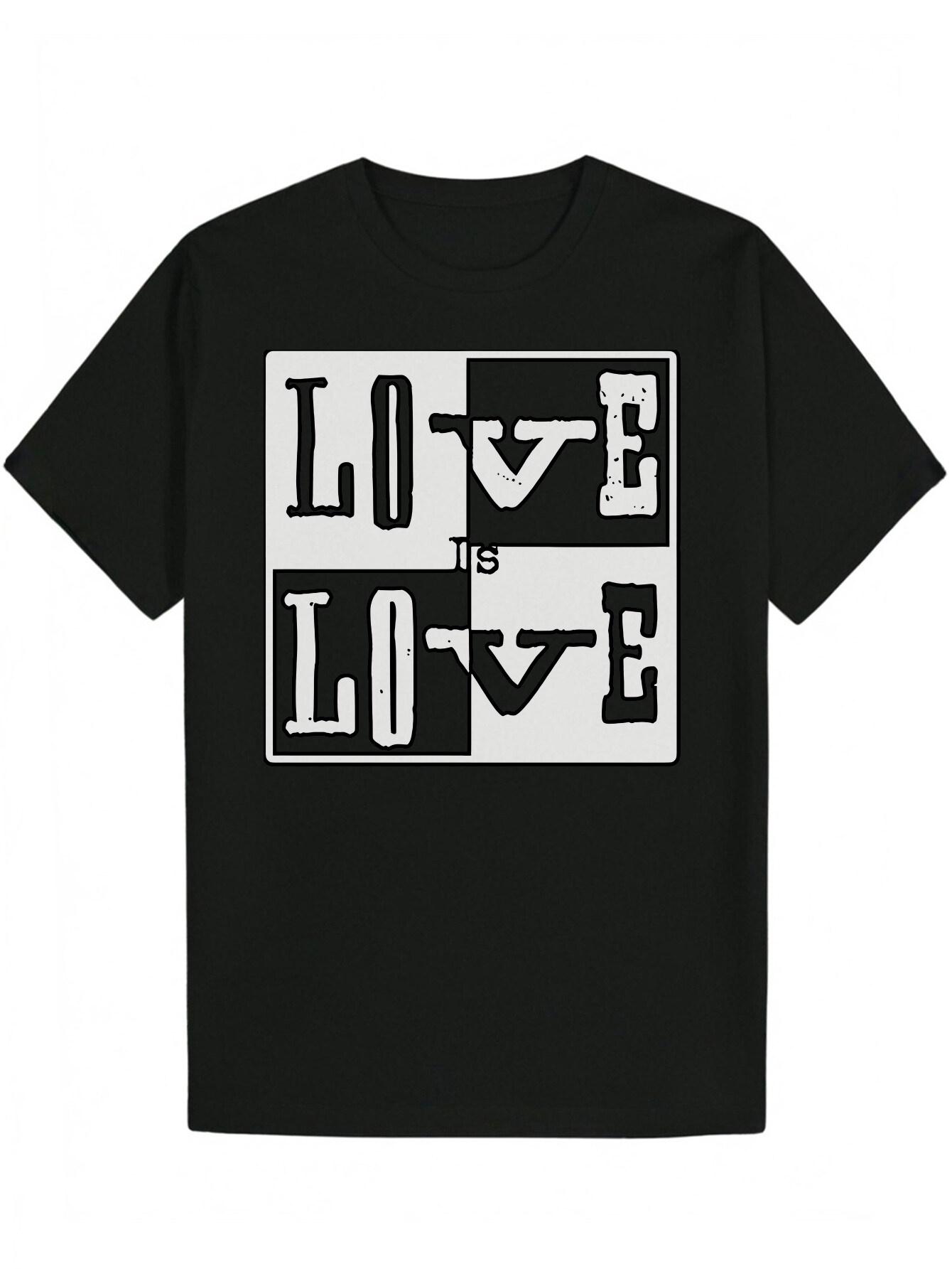Casual Summer T-shirt - Love Is Love Graphic Tee M