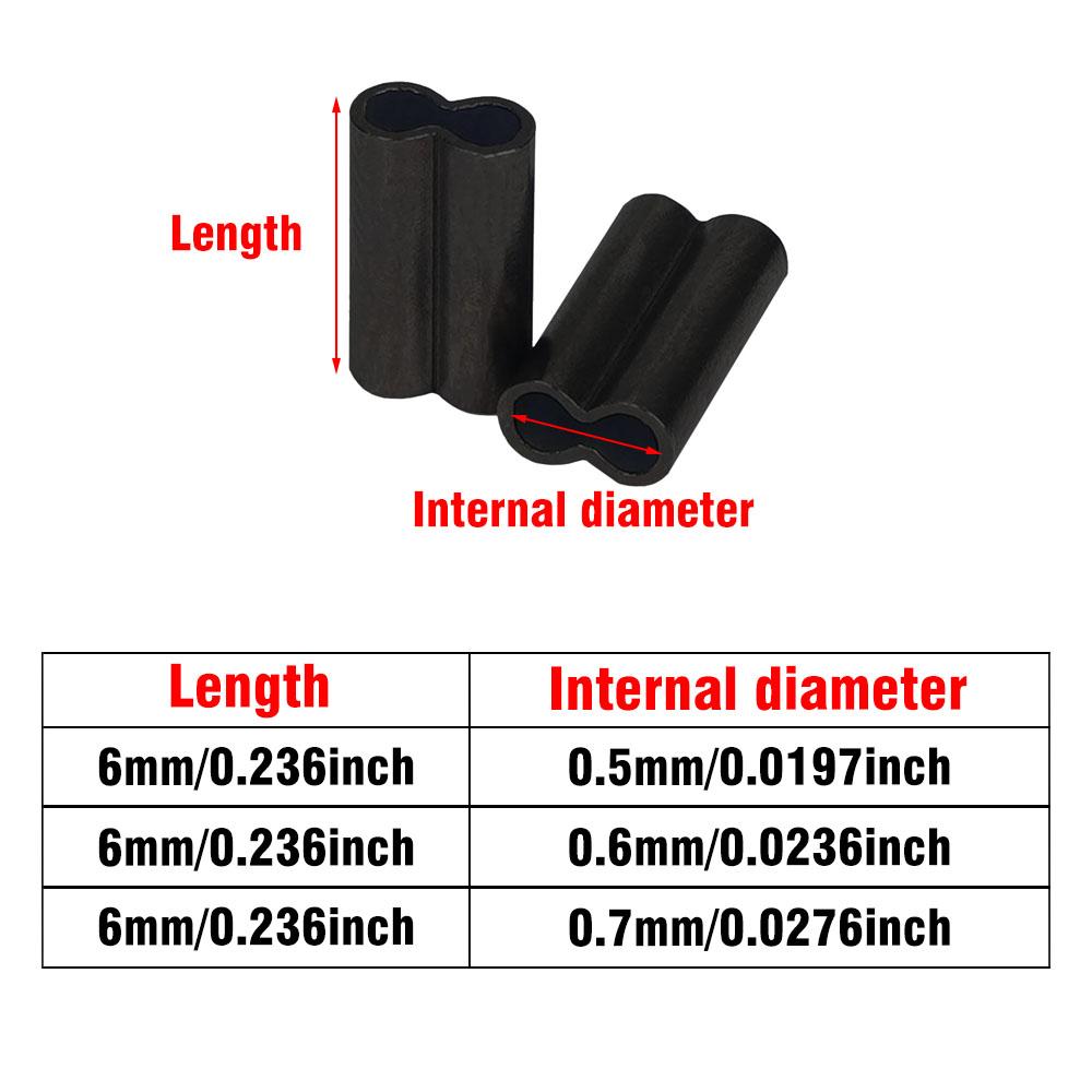 0.5mm 0.6mm 0.7mm Double Oval Fishing Line Crimping Tube Wire Crimp Connector Carbon Tube Fishing Crimp Sleeves Accessories