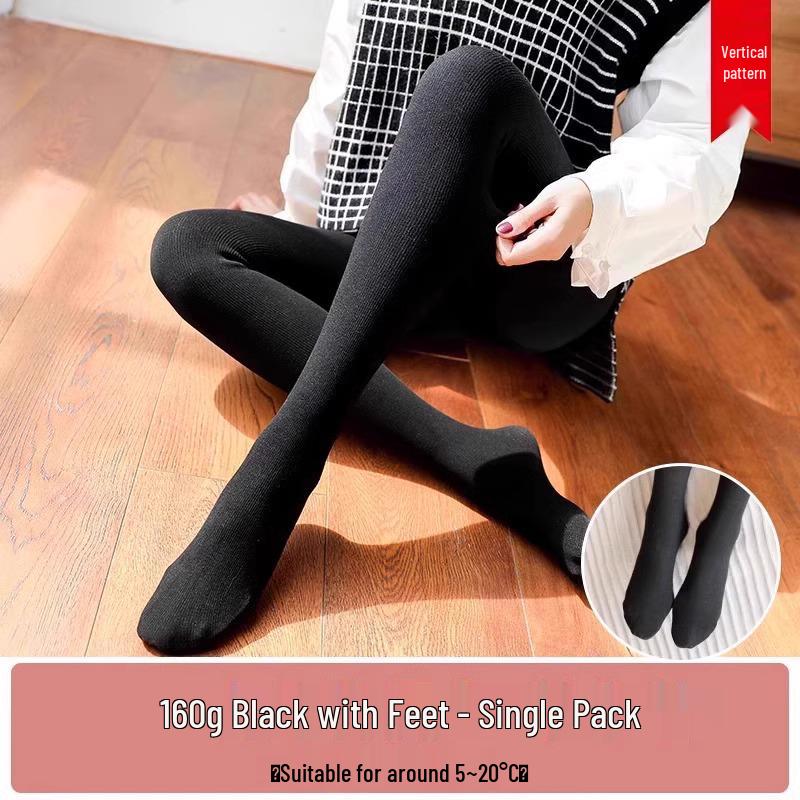 Women s Ribbed Fleece-Lined Leggings - Plus Size Warm Cotton Tights for Autumn/Winter 2025 One size (80-110kg)