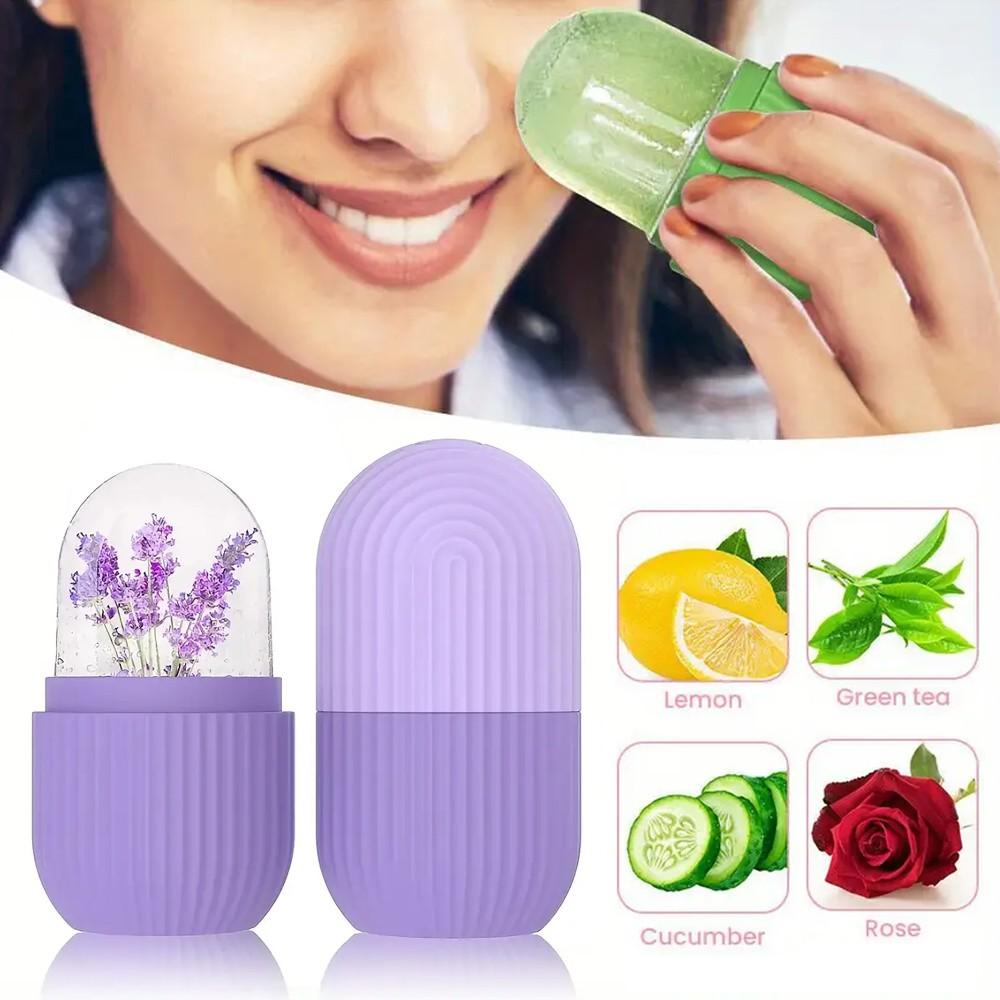 4pcs Ice Roller for Face Facial Roller Massager (De-Puff Eye Bags) Reusable Silicone Face/Neck Ice Mold for Naturally Skin Care