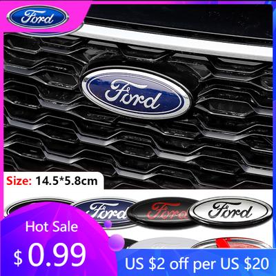 Car Sticker Ford 1PC 14.5CM Car Front Hood Emblem Badge Sticker Logo For Ford Mondeo Explorer Edge Focus Fiesta Kuga Transit Eco