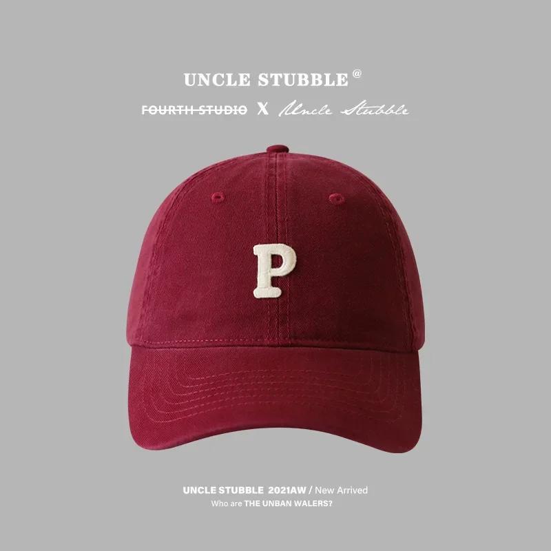 Letter P Embroidered hats Baseball Caps for Men and Woman's Adjustable Casual Cotton Sun Hats  Solid Color Visor Hats