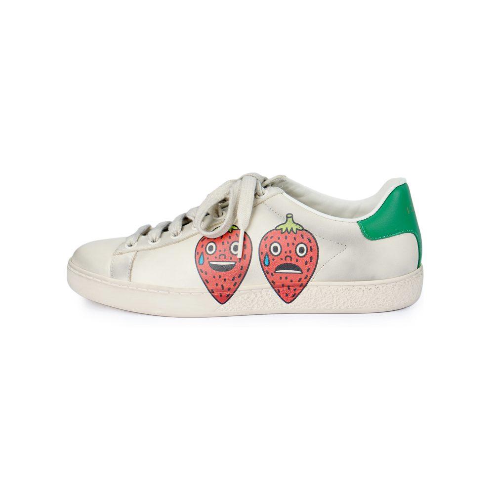 Gucci ACE Cow Leather Low Top Stylish Skateboarding Shoes Women's White Distressed 703816 AYO10 9660