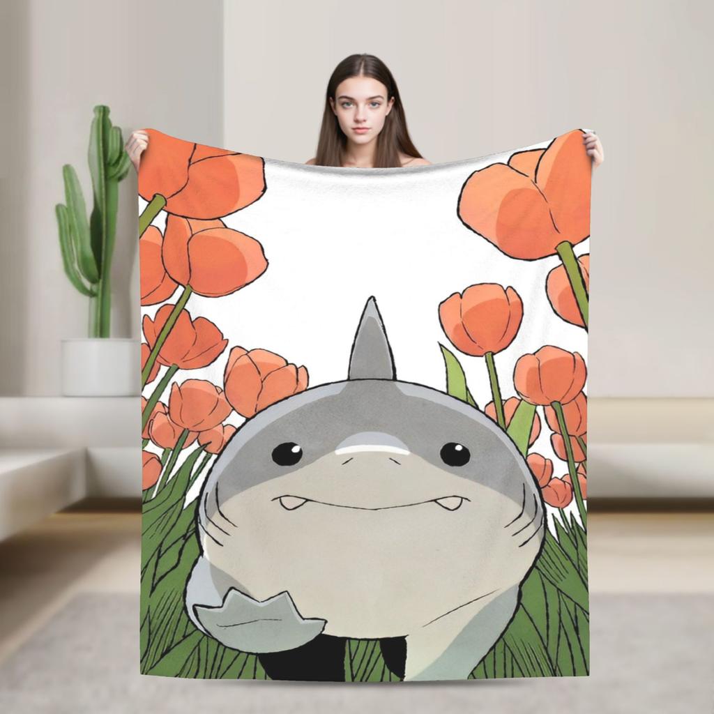 Cute Jeff The Landshark Flannel Blankets Shark Funny Throw Blanket for Home 200x150cm Plush Thin Quilt