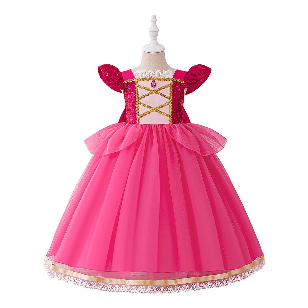 Rapunzel Princess Dress - Girls' Satin Mesh Evening Gown Cosplay Costume