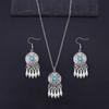 Round Triangle Pendant Vintage Ethnic Necklace Kazakhstan Jewelry Set Women Jewelry