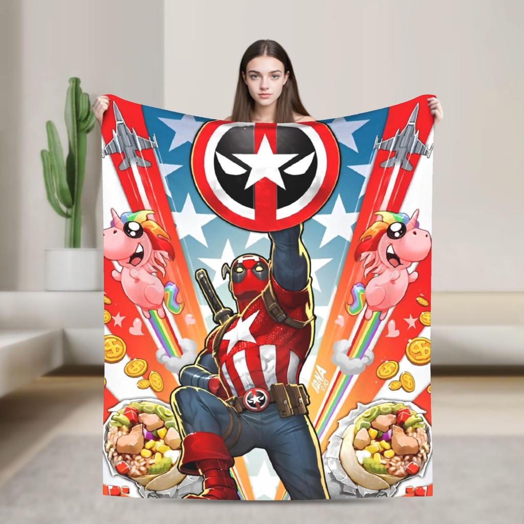 Deadpool and Wolverine Blanket Superhero Comedy Dogpool Plush Awesome Warm Throw Blanket for Bedspread Decoration