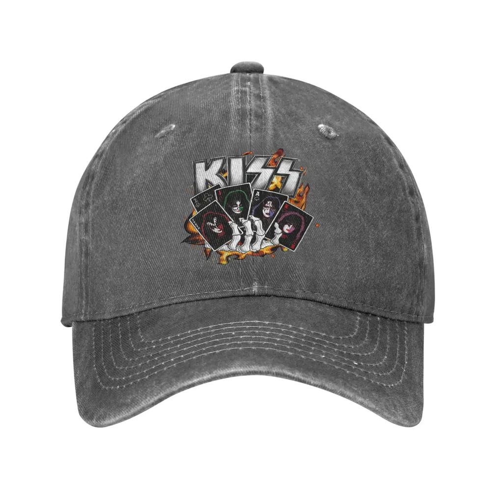Rock Kiss Band Unisex Stil Baseballkappen Used-Look Baumwollmützen Kappe Lässig Outdoor Workouts Geschenk Snapback Kappe