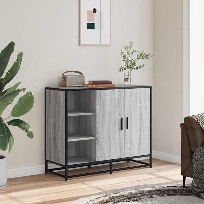 VidaXL Buffet sonoma gris 92x35x76 cm bois d'ingénierie, meuble de rangement, meuble de rangement de cuisine, meuble de 849022