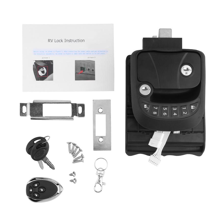 RV Keyless Entry Door Lock Latch Handle RV Door Lock With Integrated Keypad + Key Fob
