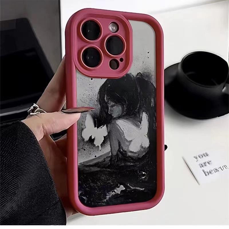 Butterfly Back Girl Applicable iPhone13promax Phone Case 15plus Apple 14pro Creative 12 Soft x