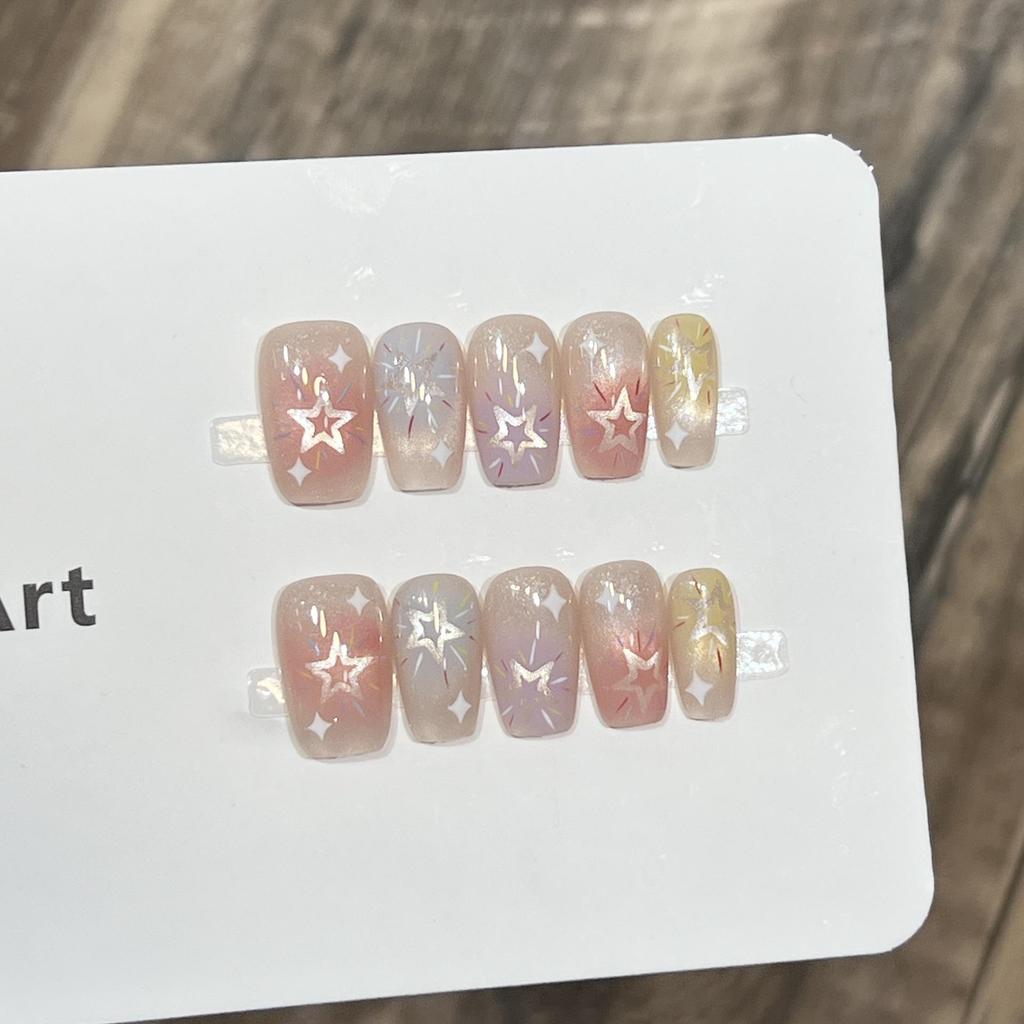 Handcrafted Short Wearable Nail Art Stickers - High-End Boutique False Nails