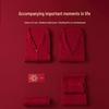 Tranquil Years: Soft, Skin-Friendly Red Wedding Pajama Set for Couples