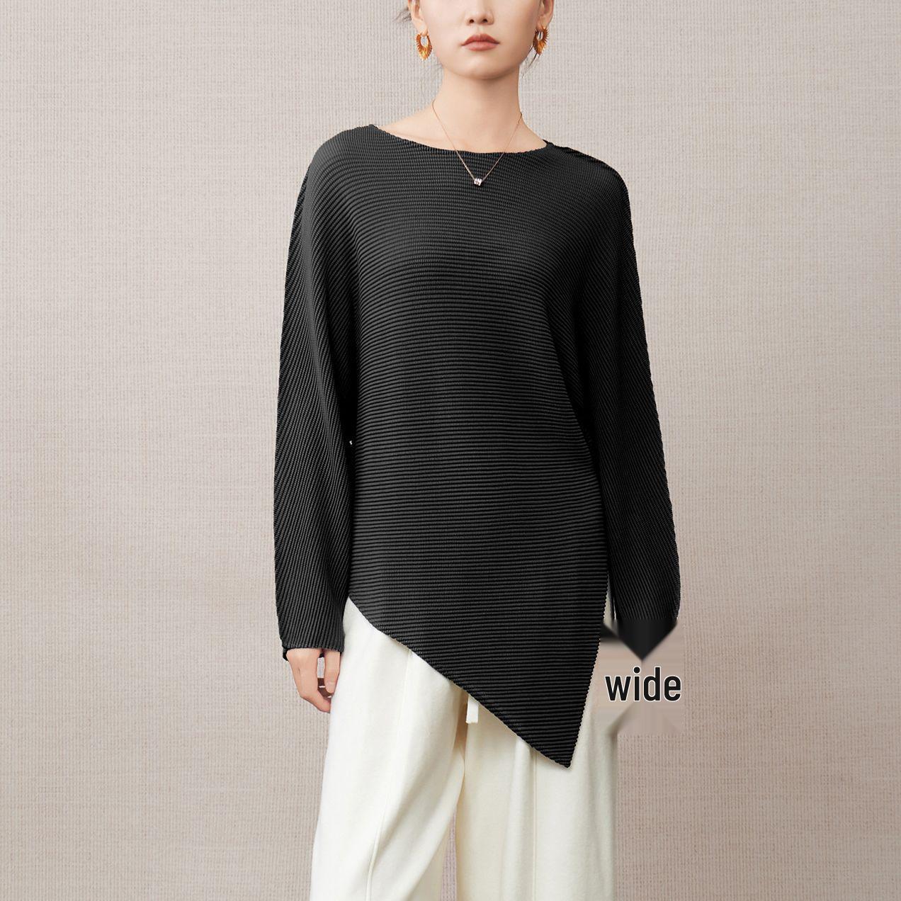 

Women s Irregular Long-Sleeve T-Shirt - 2025 Autumn Style, Loose Fit, Slimming, Split & Pleated Base Layer. One Size