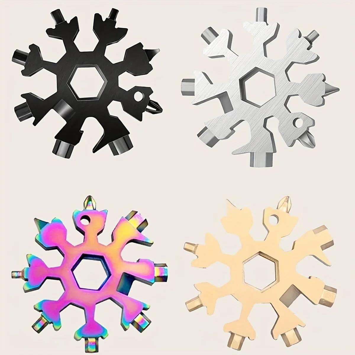 

1pc-18-in-1 Stainless Snowflake Wrench Multi-Tool Popular portable Steel Creative Outdoor bicycle repair tool Open a bottle