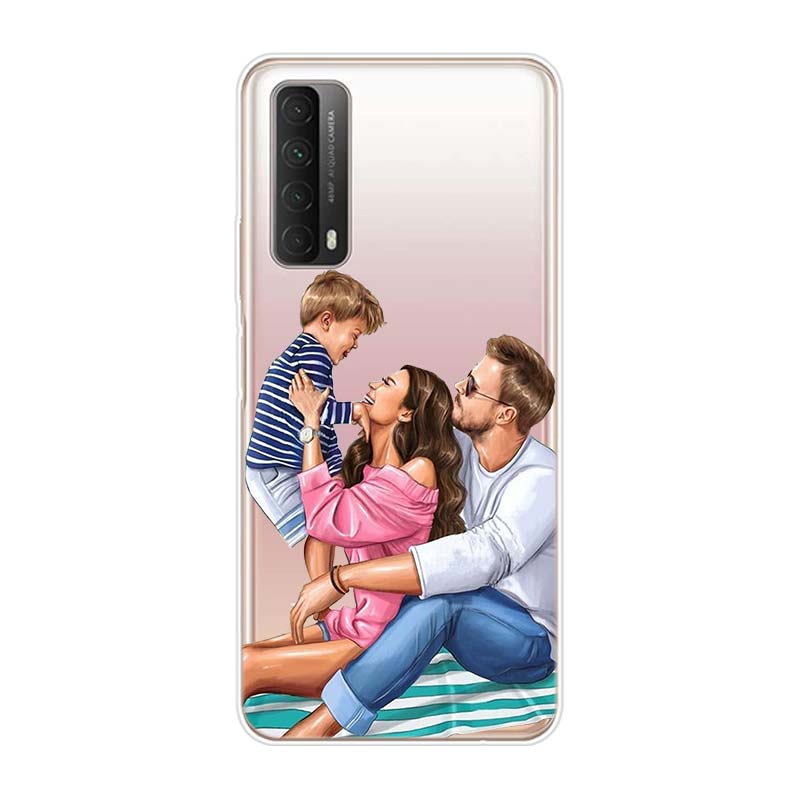 Family Mom Baby Dad For Huawei Y9S Y6S Y8S Y9A Y7A Y8P Y7P Y5P Y6P Y7 Y6 Y5 Pro Prime 2020 2019 Soft Phone Case