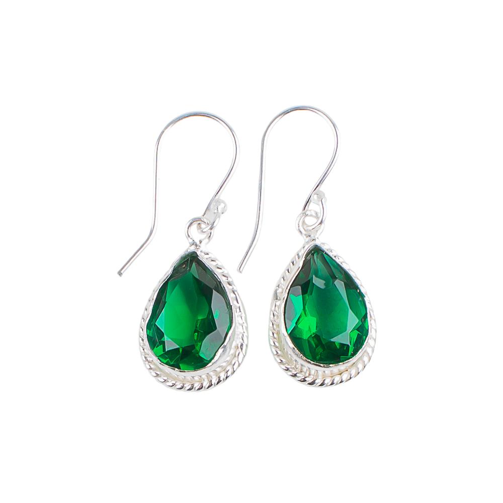 Chrome Diopside Gemstone 925 Sterling Silver Handmade Drop/Dangle Earrings 1.40" EE-9-4