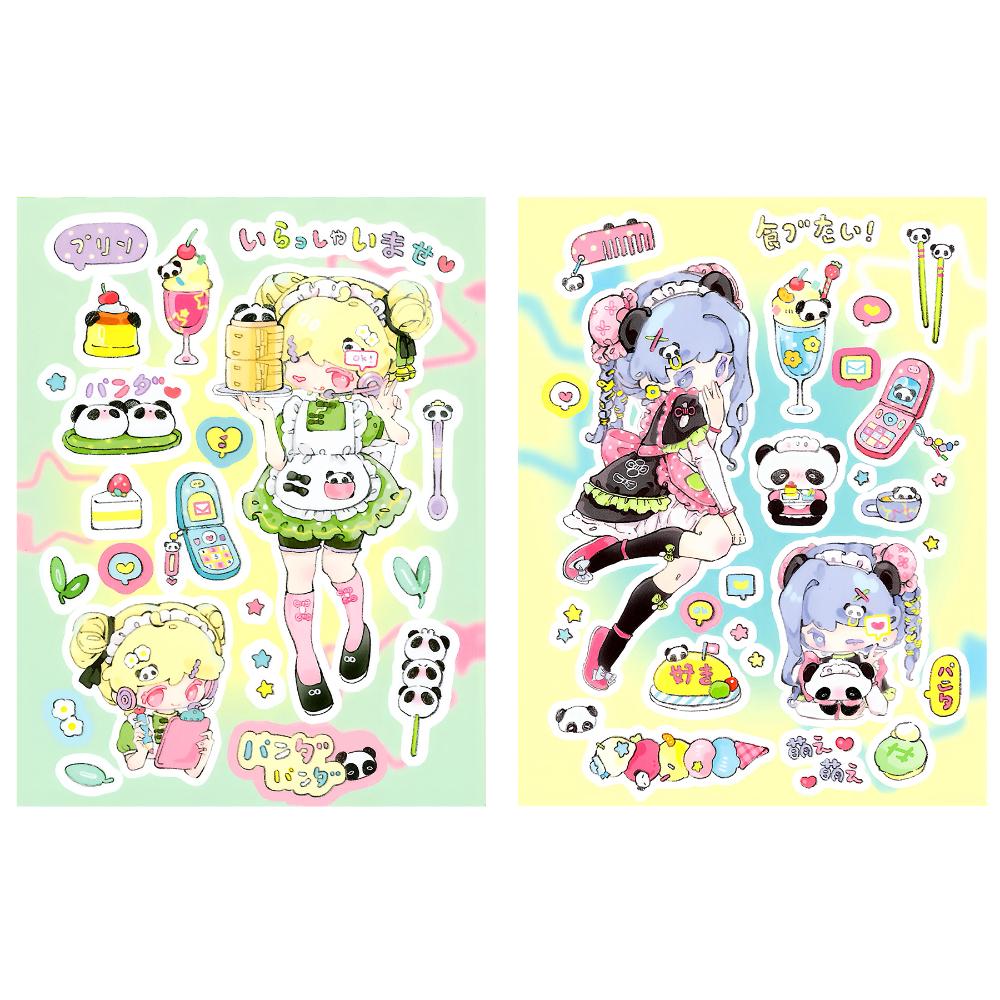 

2pcs Watercolor Style Maid Outfit Cartoon Girl Sticker Handbook Decoration