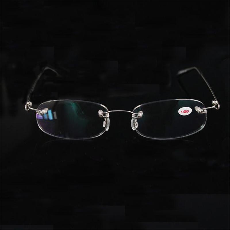 Rimless Alloy Metal Frame Myopia Glass Ultralight Boxed Shortsighted Myopia Eyewear Female Male -1.0 -1.5 -2 -2.5 -3 -3.5 -4.0