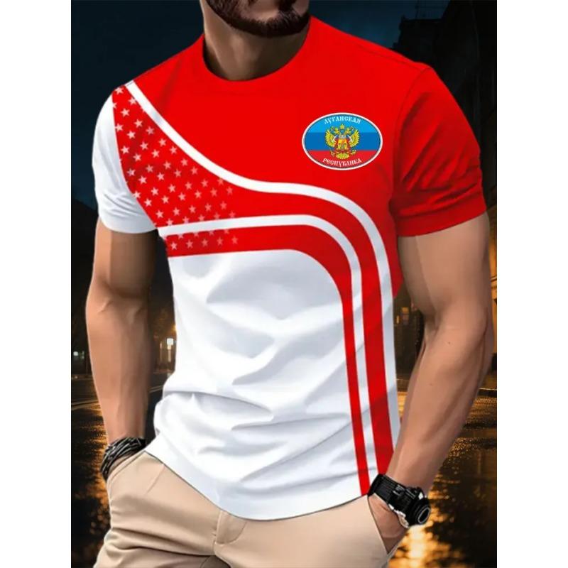 Summer New Men's Contrasting Color Splicing Short-sleeved Top Trendy Fashion Urban Street Casual T-shirt