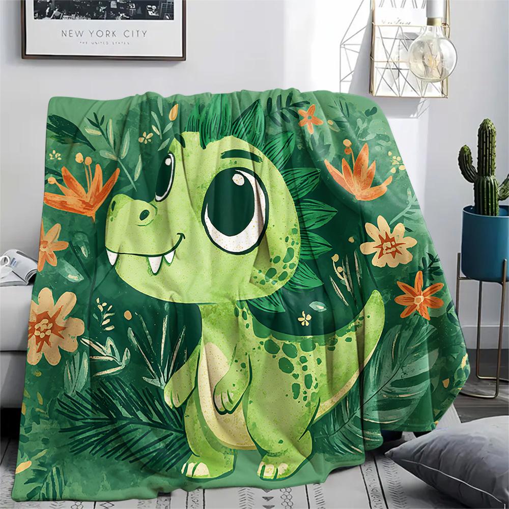 Dinosaur Print Flannel Blanket, High quality Comfortable for All Seasons, Home Decor, Warmth and Comfort, Perfect for Christmas Gifts