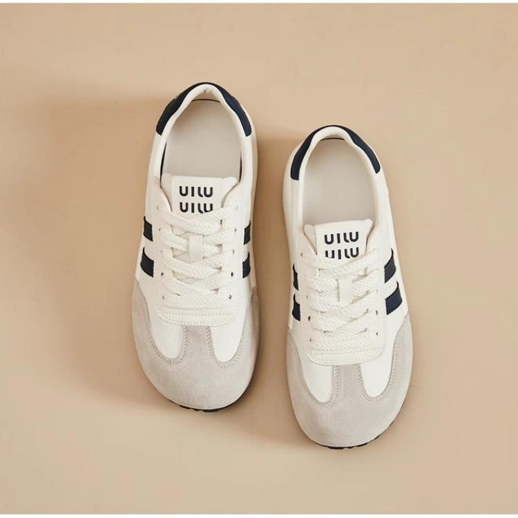 Platform Casual Board Shoes, German Training Shoes, Women's Soft Leather Little White Shoes, 2025 Spring New Sports and Leisure Versatile Women's Shoe