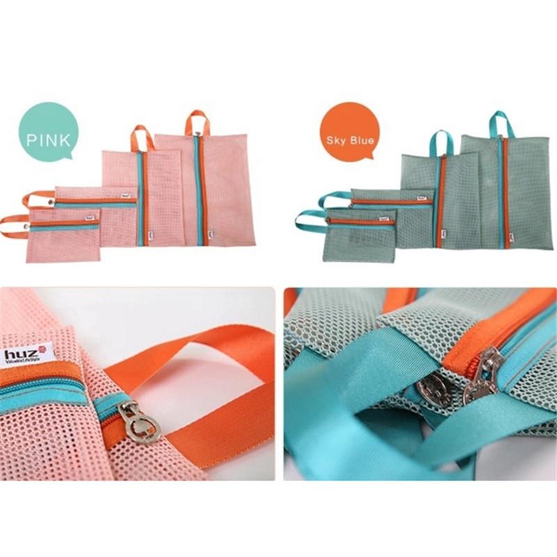 4pcs/set Travel Storage Organizer Bag Holiday Case Toiletry Clothes Mesh Storage Bag