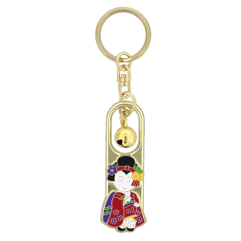 

[Daio Manufacturing] Japanese souvenirs tourist spot key ring metal inbound keyring lightweight gift Small gift (Maiko with bell)