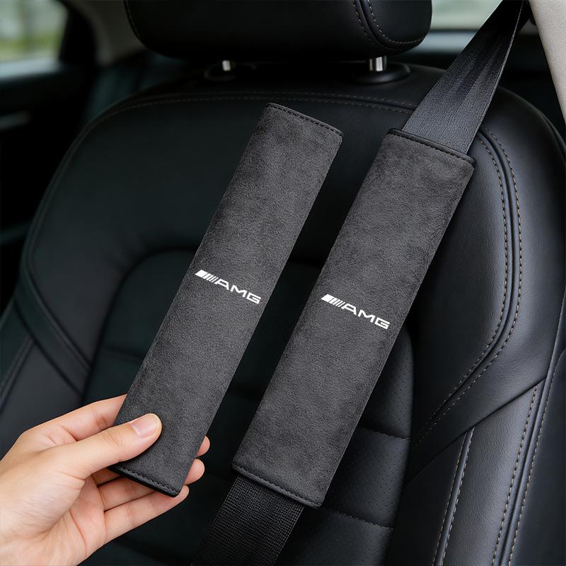 JQVZ5 Car Seat Belt Pad Safety Strap Shoulder Cover Soft Mat Accessories For Mercedes Benz AMG GLC W203 W206 W220 W205 W211 W212 W201