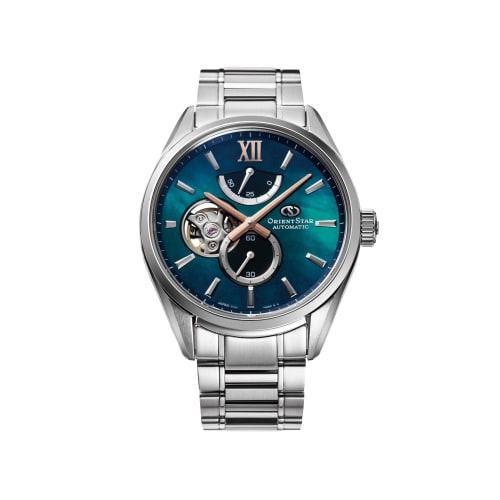 Orient Star M34 F7 Semi-Skeleton Automatic Watch, Men's Blue-Green, Made In Japan, with a 2-Year Manufacturer's Warranty (RK-BY0001A)